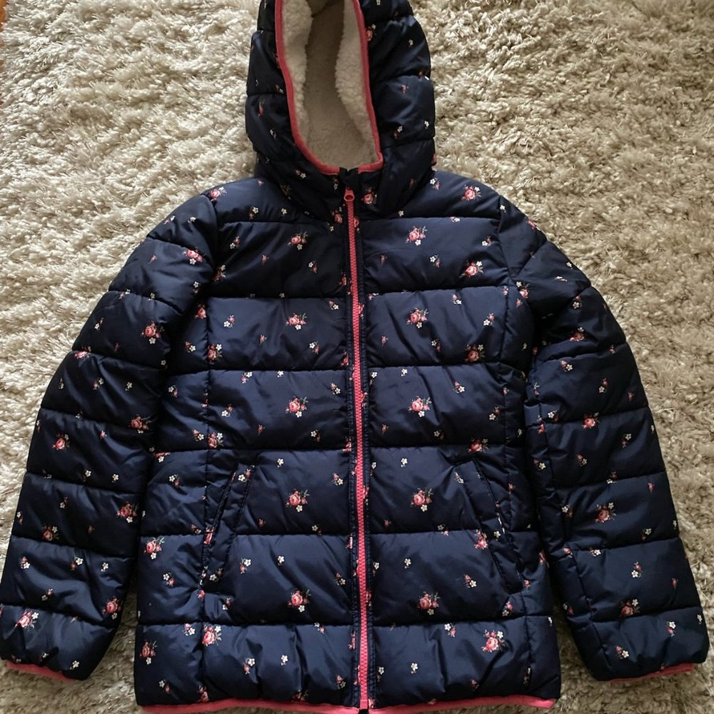 Gap Girls Floral Hooded Puffer Jacket